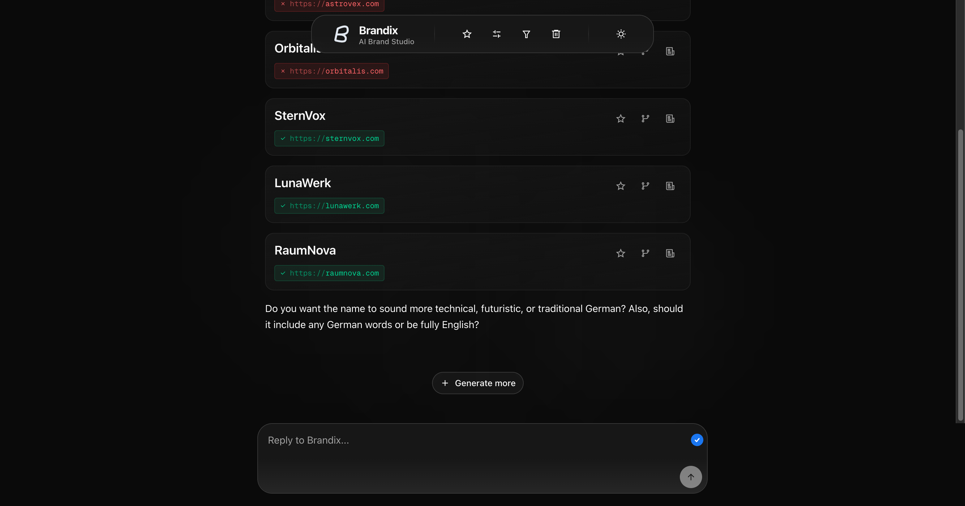 Brandix AI Name Generator